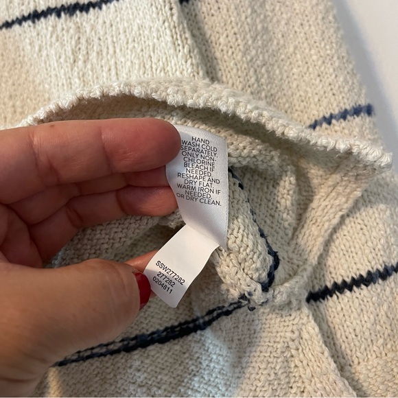 J Jill textured Women's Cream and Blue Striped Sweater - Picture 6 of 10